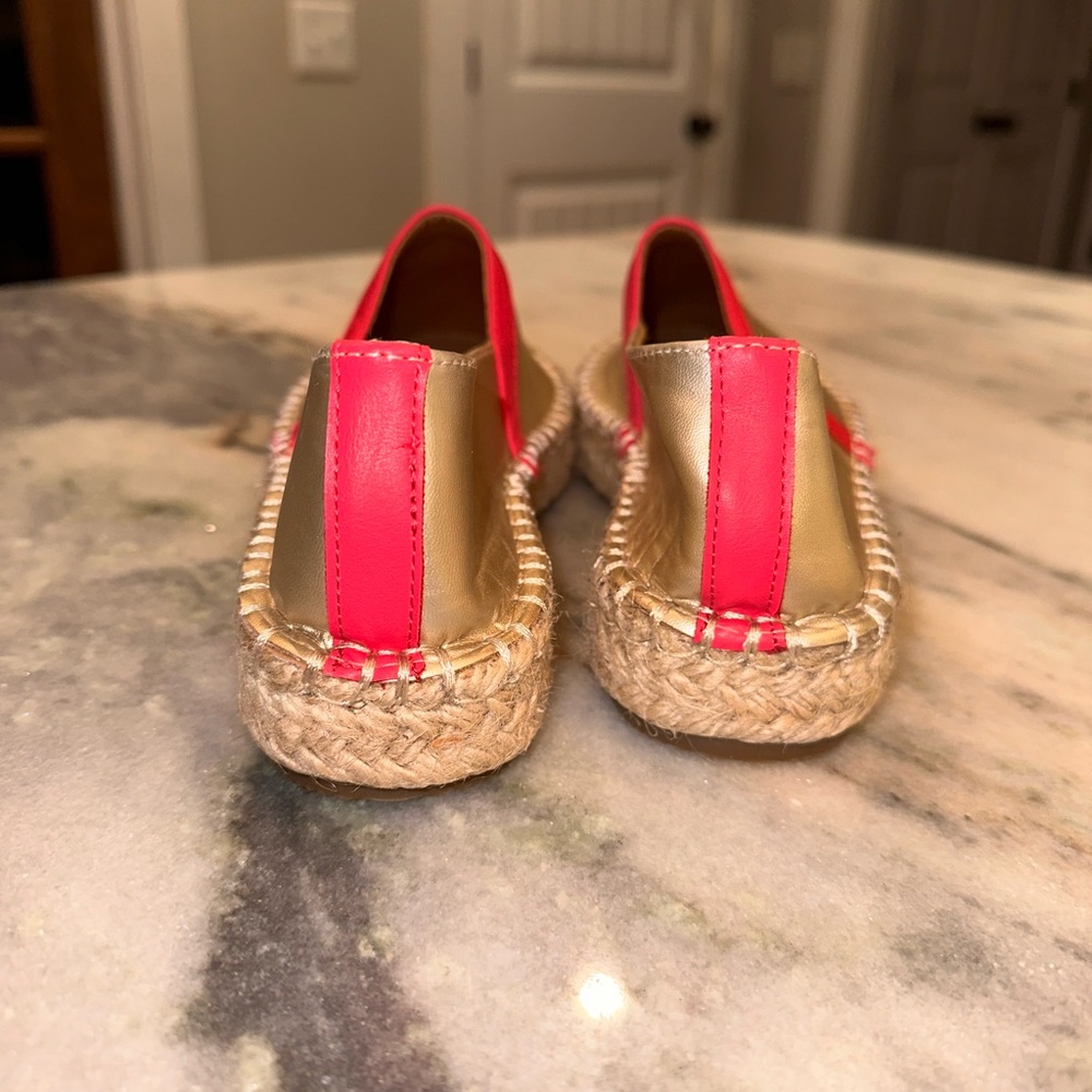 Gold and Pink Espadrille Flats — Women's Slip-On Espadrilles - Picture 4 of 9